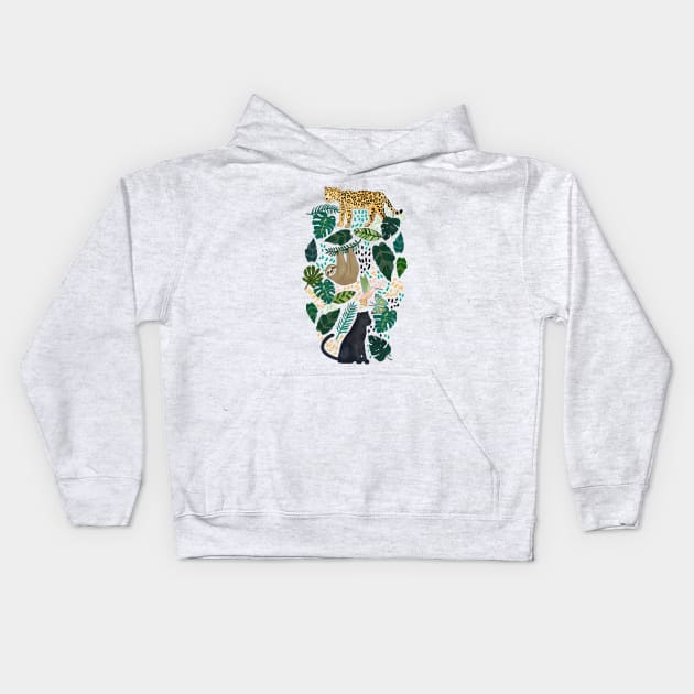 Emerald Rain Forest Animals Kids Hoodie by tangerinetane